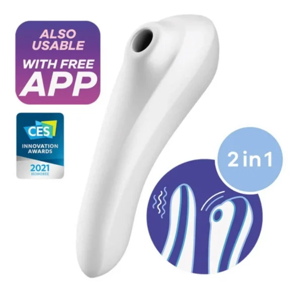 Sugador de Clitóris com Vibrador e Controle por Aplicativo Dual Pleasure Branco - Satisfyer - Image 4