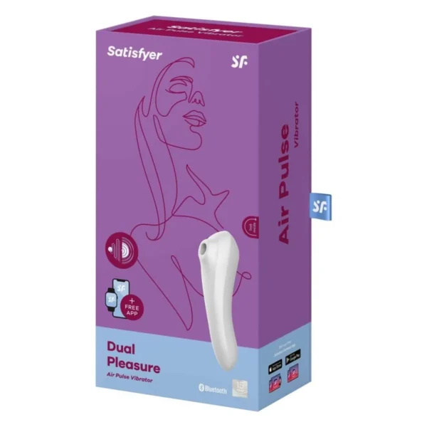 Sugador de Clitóris com Vibrador e Controle por Aplicativo Dual Pleasure Branco - Satisfyer - Image 3