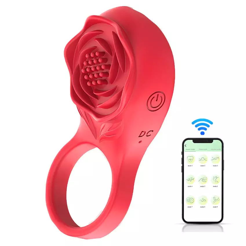 Anel Peniano com Vibrador Recarregável Rose