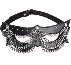 Máscara De Couro Punk Com Correntes Cromadas