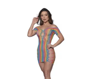 Vestido Arrastão Colorido Yaffa Y2143