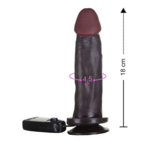 Hot Black Prótese Maciça com Ventosa Glande e Vibro 18 x 4,5cm - Imagem 3