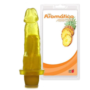 Prótese em Gel no Formato de Pênis com Multivelocidade e Aroma de Abacaxi 18 x 4 cm