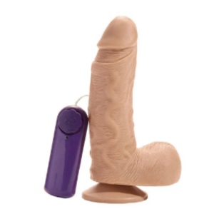 PRÓTESE C/ VIBRADOR + VENTOSA + ESCROTO 14,8x5CM FOGO DA PAIXÃO