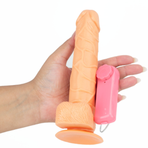 Prótese com Glande Definida, Veias Salientes, Escroto, Ventosa e Vibro Multivelocidade - 15,5 x 3,7 cm